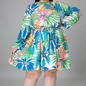 NEW Long Sleeve Floral Print Plus Size Dress
